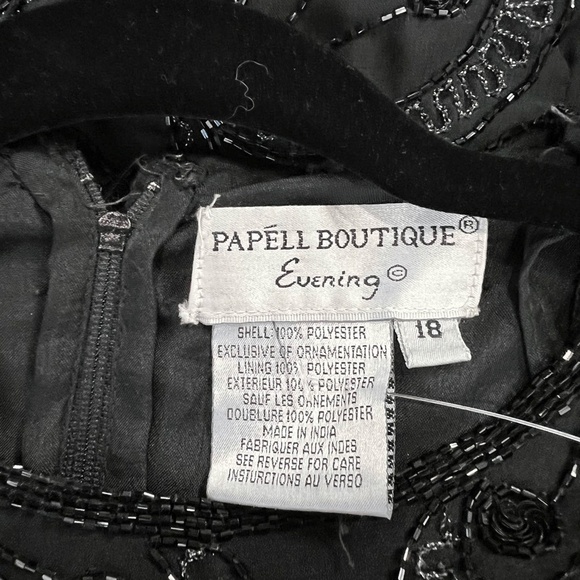 Papell Evening Black Heavily Beaded Top Formal Dress - Picture 4 of 10